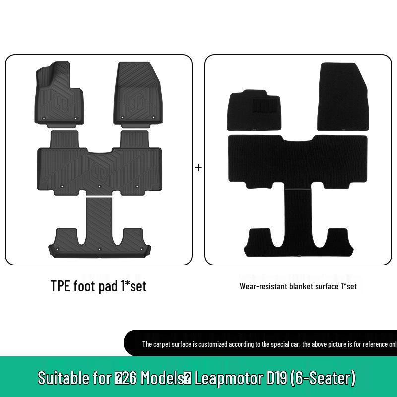 Eco-friendly TPE Floor Mats for Leapmotor D19: Custom Vehicle Mats and Trunk Mat for 26 Models.