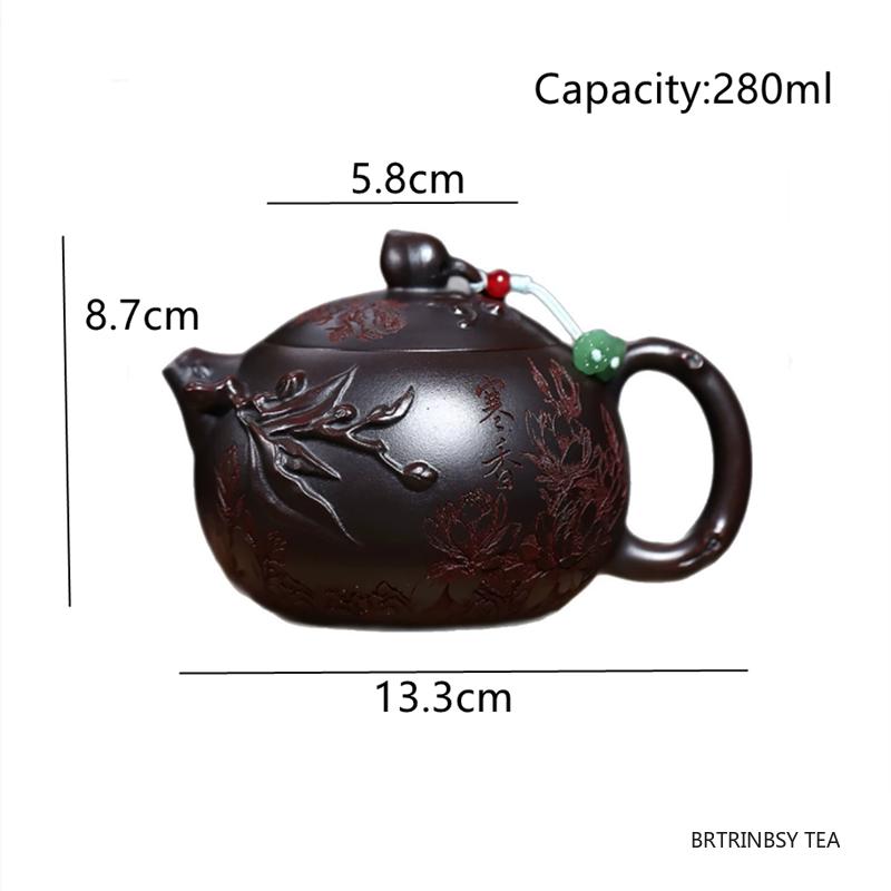 Chinese Yixing Purple Clay Teapot Handmade Peach Xishi Tea Pot Tradition Household Kettle Raw Ore Zisha Tea Set Teaware 280ml