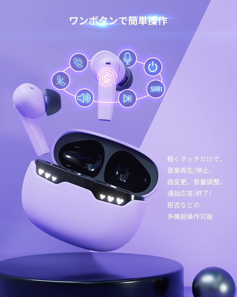 Black Shark Bluetooth Wireless Earbuds with Latency Cute LED Emoji True Wireless Touch Music Game IPX5 Up to 24 Hours of Music Compatible with iPhone