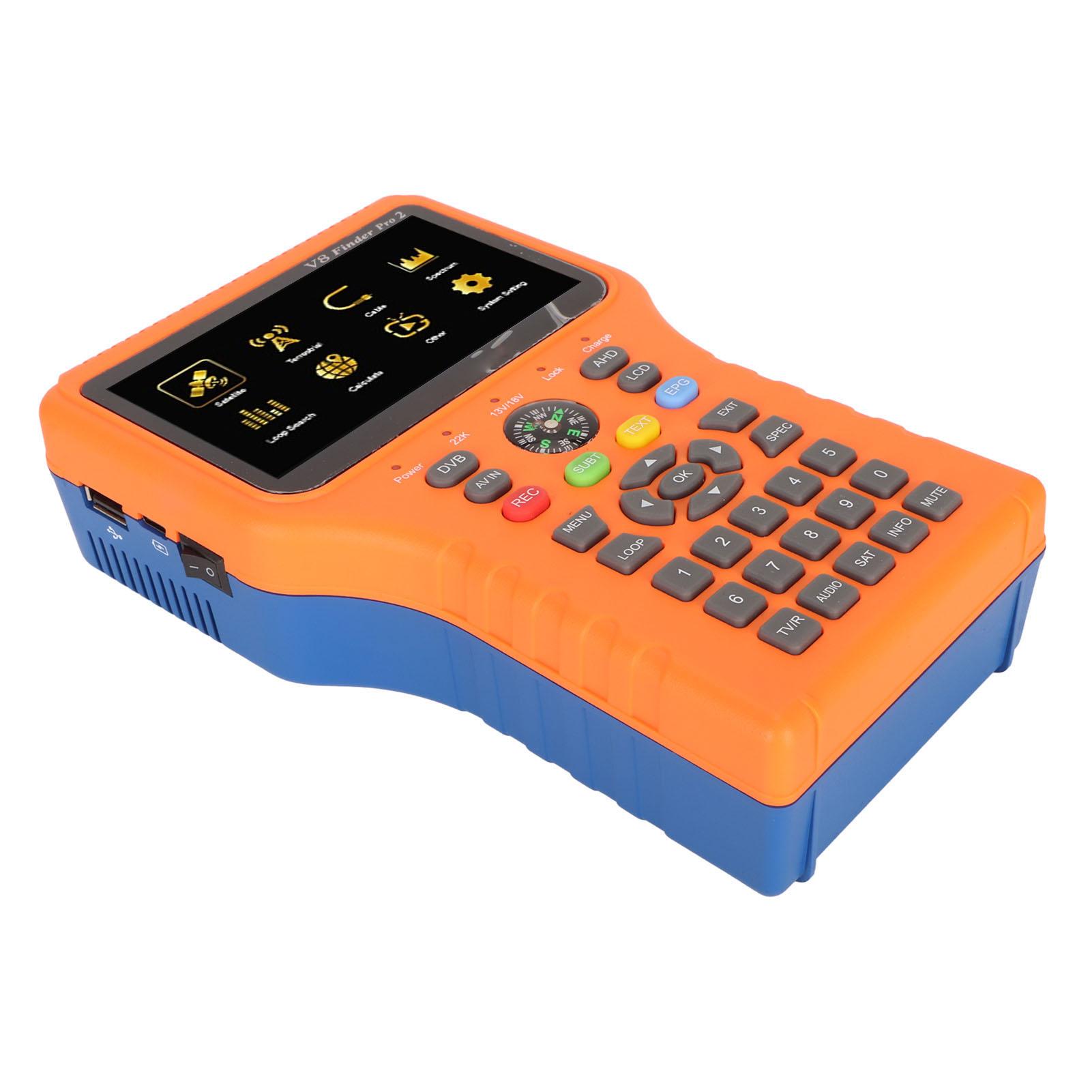 

V8 Finder Pro 2 Satellite Finder Signal Meter DVB‑S2XS2ST2TCATSC‑C H.265 10bit 4.3inch LCD EU Plug