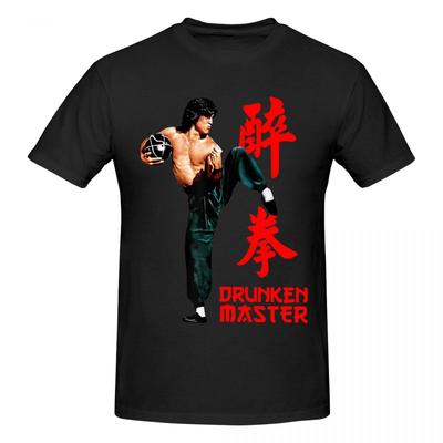 Unisex Opitý majster Jackie Chan Kung Fu Film Vtipné Tričko Vintage Bavlnené Tričko s okrúhlym výstrihom Unisex