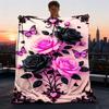 1pc Roses Butterflies Outdoor Blanket - Soft Flannel Cozy for Travel & Camping - All-Season Warm Bed Cover, Machine Washable Yy251229108