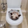 Lustige Toilettensitz-Aufkleber 3D Cartoon Katze Sticker, Wasserdicht Süßes Tier Deckel Einfach Abziehbar Badezimmer Aufkleber, Lustige Selbstklebende Wanddeko Kinder