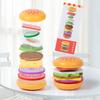 1pc Wooden Hamburger Pretend Play Stacking Game Food Theme Matching Toy with Pattern Cards Suitable for Children Ages 3+