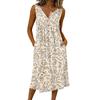 Women's Casual Sleeveless Button-down Mid-length Dress
