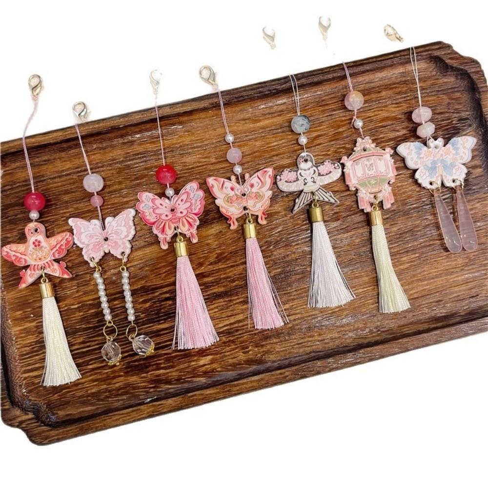 Lightweight Butterfly Car Pendant Polyester Tassel Rearview Mirror Pendant Car Interior
