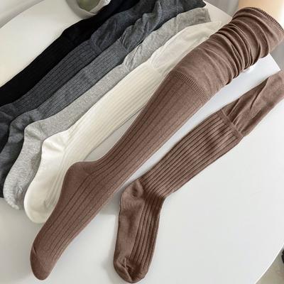 Dames Slouchy Over de Knie Sokken Zacht Katoen Stretch Dij Hoge Sokken Geribbeld Scrunch Lang