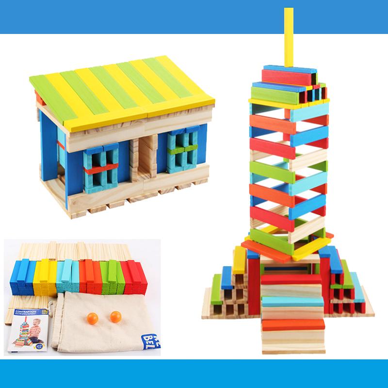 100 stücke Diy Bunte Bausteinziegel Konstruieren Spielzeug Set Holzblöcke Für Blockdruck Frühe bildung geschenk
