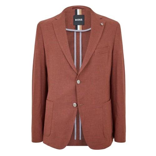 BOSS Blazer Masculino Hanry com Textura e Gola de Lapela
