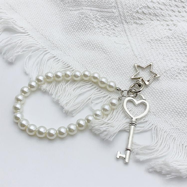 Unique Phone Lanyard Simple Beaded Bowknot/Heart/Key Pendant Key Phone Accessory