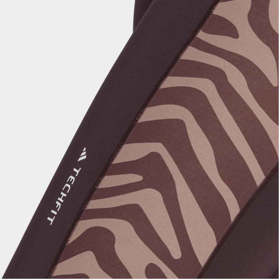 Adidas Patterned High-Waisted Ankle-Length Fitness Pants Women Pants Burgundy IB3607