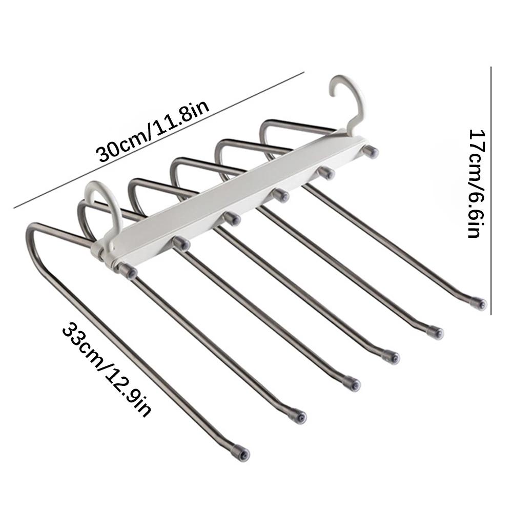 Space Saving 6 Tier Pants Hangers,Anti-Slip Stainless Steel Closet Organizer for Adults Kids,Home Wardrobe Storage Trouser Racks