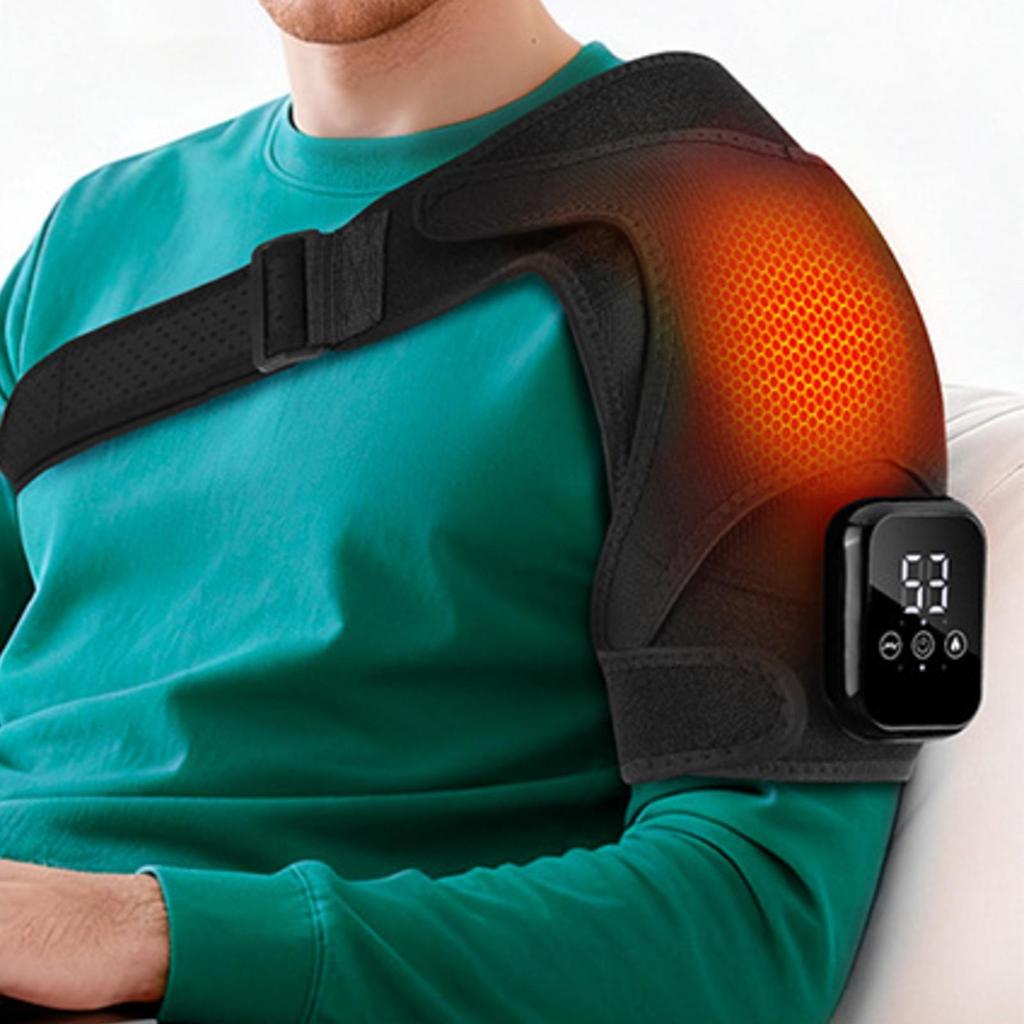 Heated Vibrating Shoulder Massage Pad Rechargeable with