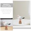 2 Pcs Handmade Nautical Seagull Statue Unique Simulation Seagull Sculpture  Decor Toys