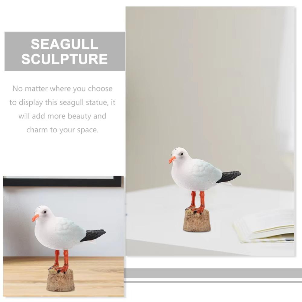 2 Pcs Unique Red-billed Gull Model Miniature Simulation Seagull Sculpture  Table