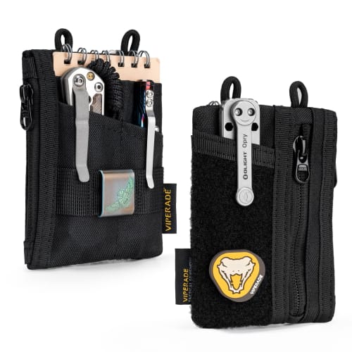 VIPERADE VE18-S Small EDC Pouch, Men's Mini Pocket Organizer Pouch, EDC Pocket Organizer Pouch, 3 Slots, 2 Zipper Pockets, Velcro Pouch Multi-Tool Pou