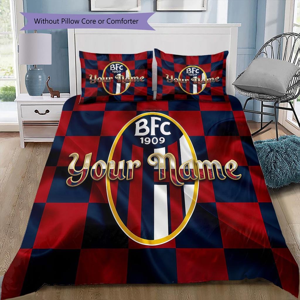 Bologna Fc Custom Name Pattern Bedding Quilt Set Quilt Cover Pillowcase Home Birthday Gift(1 * Duvet Cover + 2 * Pillowcase, Without Core)