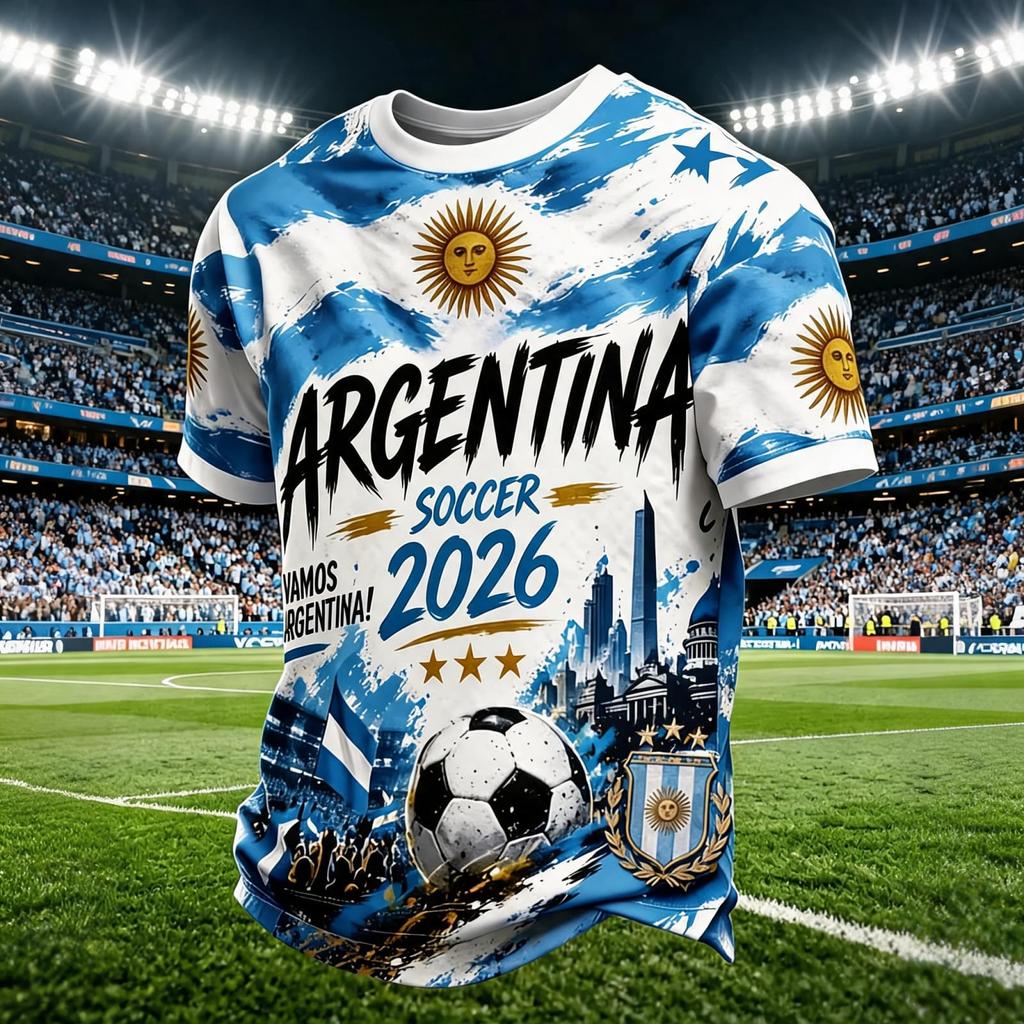 Men's Neck Short Sleeve Soccer Fan T-Shirt for Day