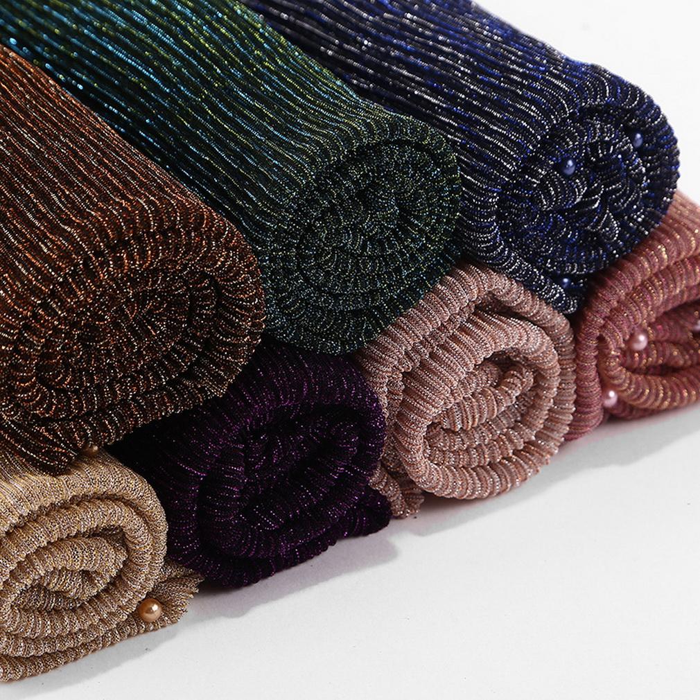 Women's Elegant Pleated Shawl Scarf, Lightweight Breathable Scarf with Beads, Versatile Sunscreen Shawl for Daily/Party
