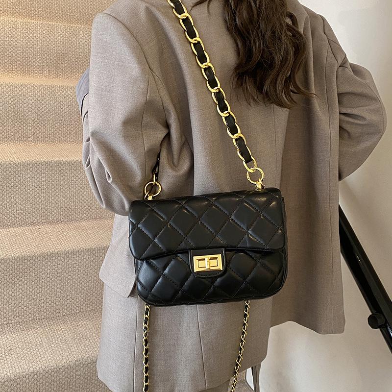 Rhombus embroidery thread small bag 2025 spring and summer new women's bag popular chain messenger bag shoulder small square bag