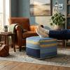 Thick Footstool Cover Unstuffed Color-Woven Jacquard Pouf Ottoman Large Capacity Nordic Futon Cushion Cover Living Room