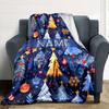 Christmas Trees And Ornts On A Blue Background With The Word In The Center Gift Personalized Blanket Customize Your Name Comfortable Suitable For Sofa
