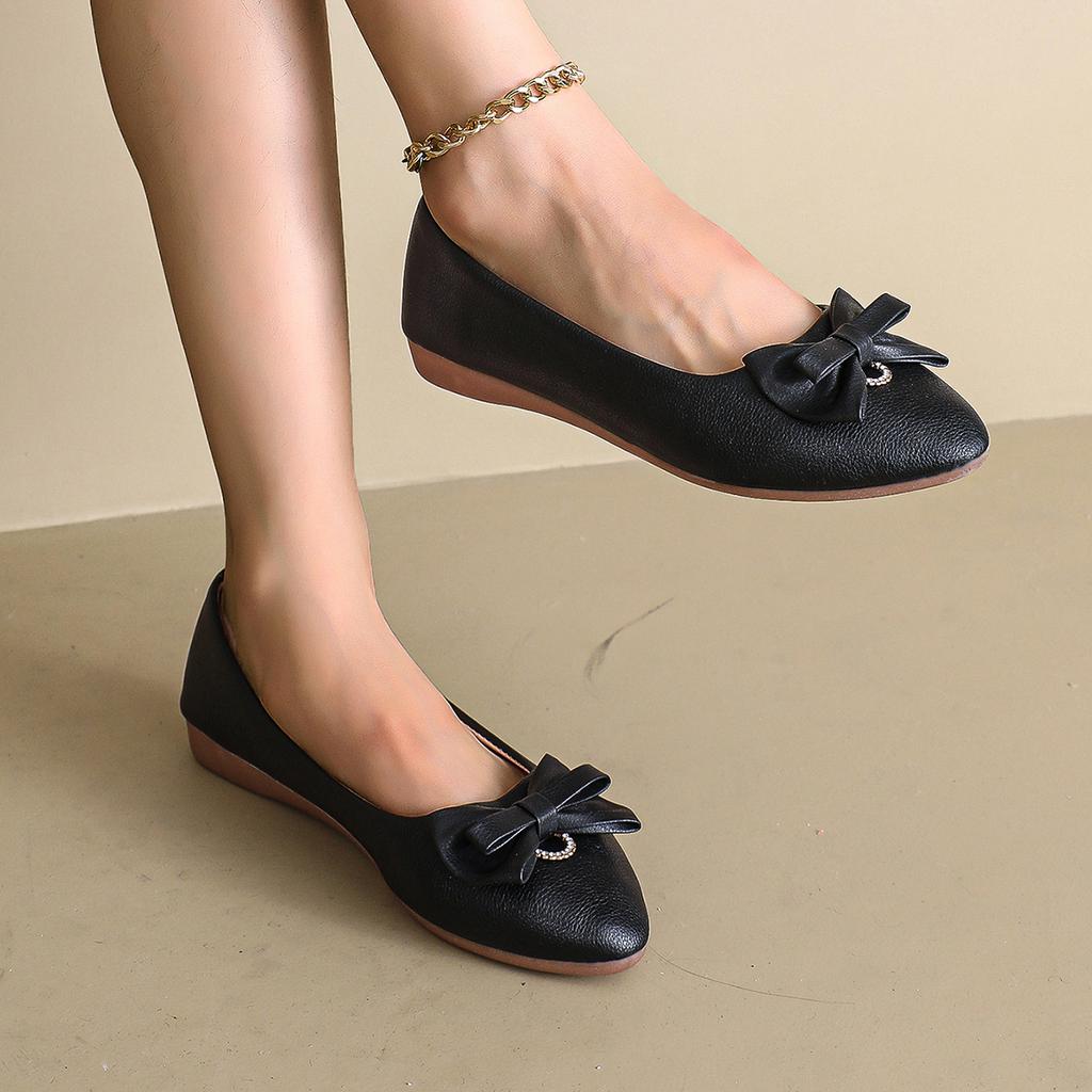 Fashion Women Casual Flats New Bow Elegant Walking Women Shoes Spring Designer Brand Retro Soft Sole Shoes for Women Zapatos De Mujer