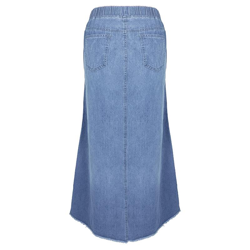 Women Cotton Loose Oversize Bohemian Denim Maxi Skirts Falda Lady 4XL Boho Vintage Long Jean Skirt