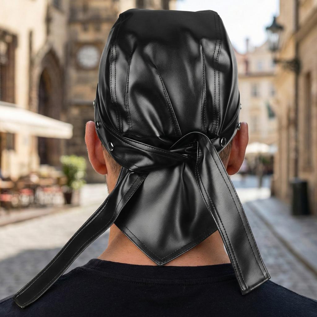 PU-Leder Motorrad-Schädelkappe für Damen, Nietenbesetztes Radfahrer-Bandana, Doo-Rags, Verstellbar mit eng anliegender Passform für Partys & Modeveranstaltungen