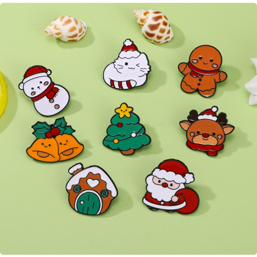 Cute Cartoon Christmas Day Enamel Brooch Creative Santa Claus Snowman Tree Lapel Pin Badge Backpack Clothing Hat Accessories