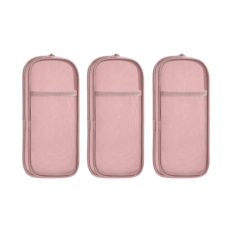3Pcs Clear Mesh Pencil Bag Pencil Case Double Layer Pen Storage Box Portable Pen Organizers Clear Colored Pencil Case