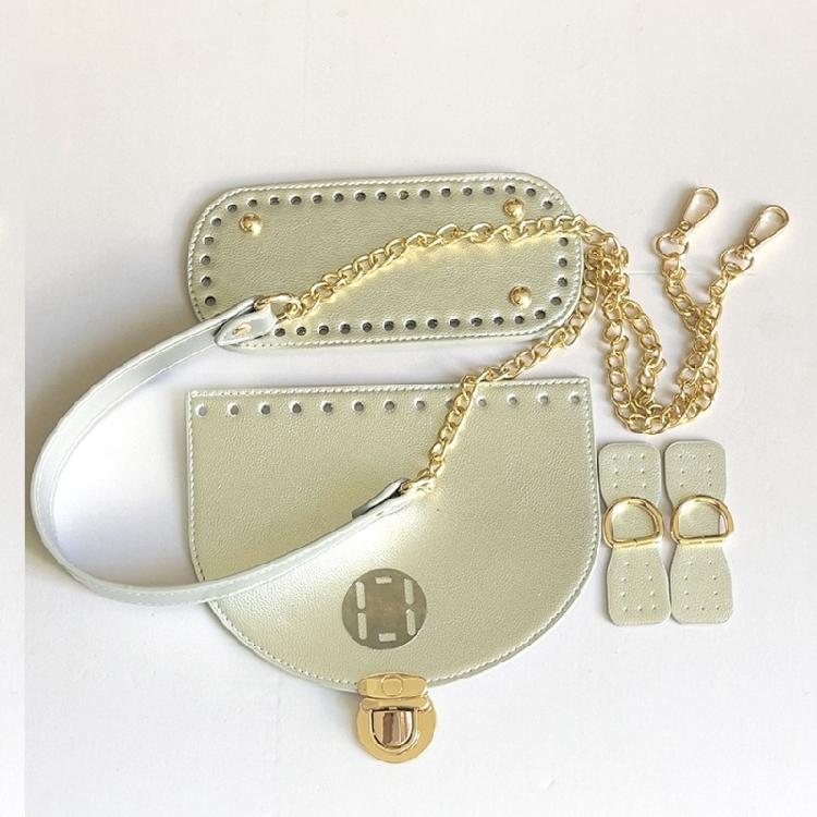 Leather Bag Making Kits DIY Leather Bag Knitting Set Shoulder Strap Top Zipper Lock for Crochet Handbag Shoulder Bags