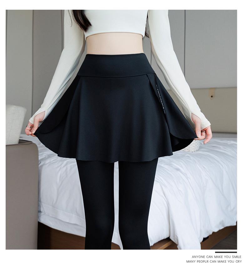 Damen Anti-Expositions-Yoga-Leggings mit Rock - Schlankmachende & Elastische Fitnesshose zum Laufen