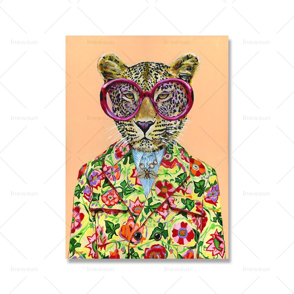 

Роскошный бренд, холст, картина с животными, модная картина с изображением кота, коровы, жирафа, портретные постеры и принты, скандинавская настенная художественная картина для гостиной 21x30cm No Framed