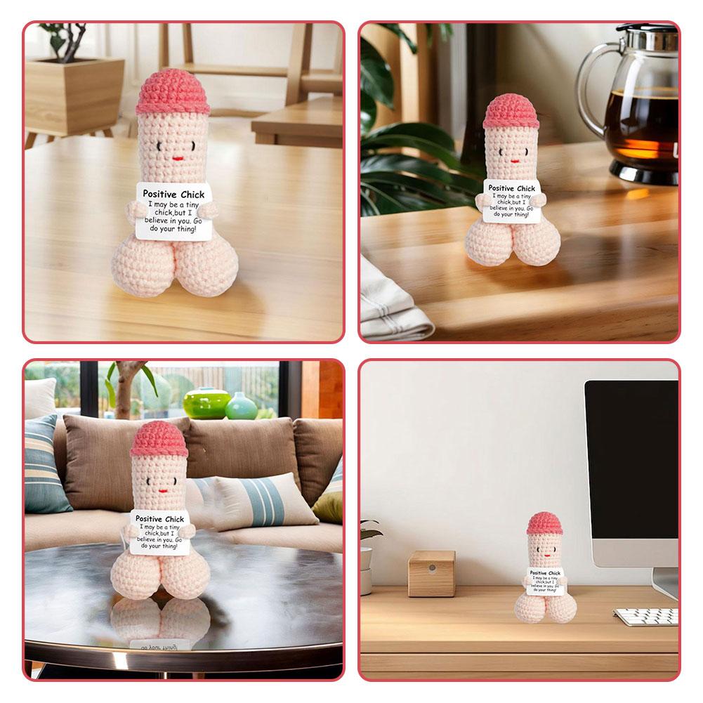 Tricotado Engraçado Crochê Pênis Presentes Positivos Pênis de Apoio Emocional Ornamento Namorado Marido Ornamento de Mesa Decoração de Quarto Presente de Boneca