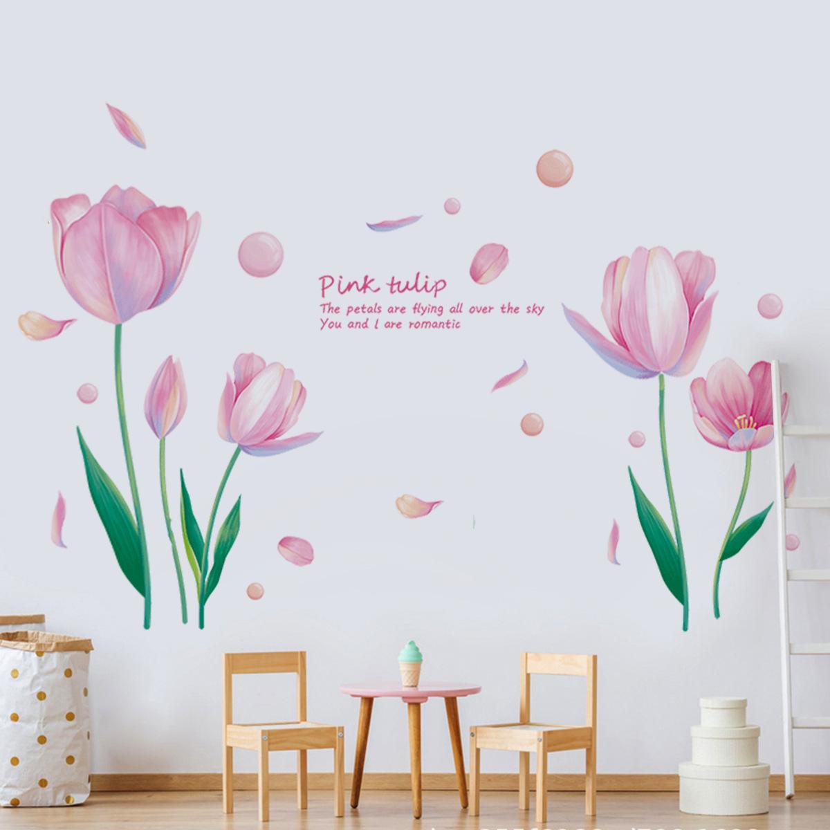 

XY9036 розовый тюльпан спальня гостиная ТВ фон стена прихожая магазин украшение самоклеящиеся наклейки на стену 60*90