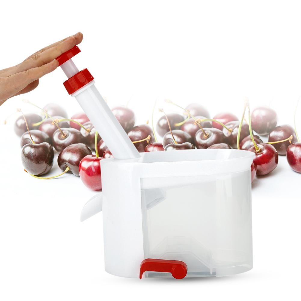 

Plastic Cherry Pitter Grapes Seeds Removing Tool with Container Home Traveling Fruit Gadget