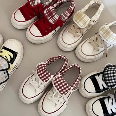 Women's Korean-Style High-Top Canvas Shoes, Chic Spring Student Design, Thick Sole, Two-Wear, Cute Ugly Aesthetic, 2026 Sports Edition.