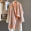 Autumn new retro style plant flower imitation cashmere scarf women's thickened warm medium and long jacquard shawl scarf