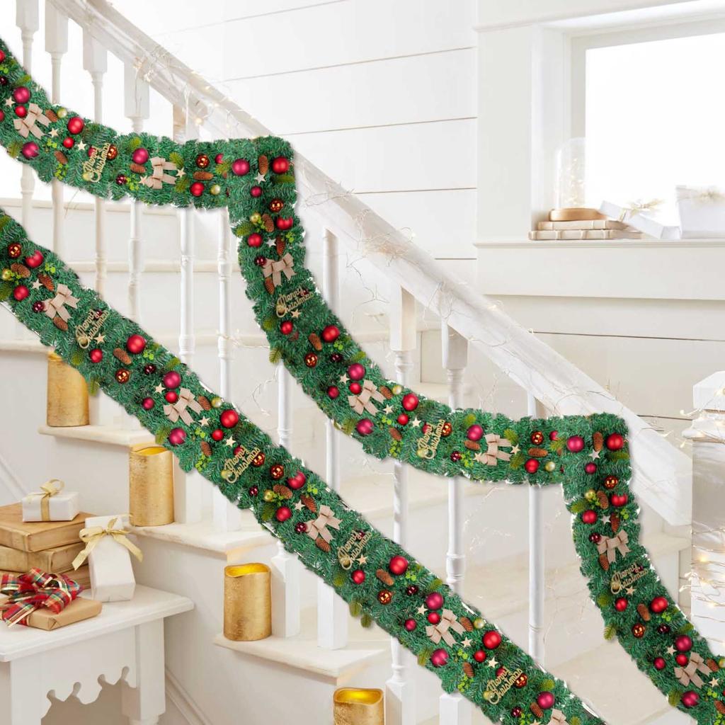 Christmas Decoration Rattan Door Hanging Encrypted Pines Cones Christmas Fireplace Staircase Christmas Number Decoration Pendant