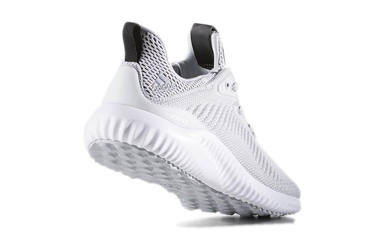 Adidas AlphaBounce Comfortable Round Toe Abrasion Resistant Low top Kids' Running Shoes Gray White BB7094