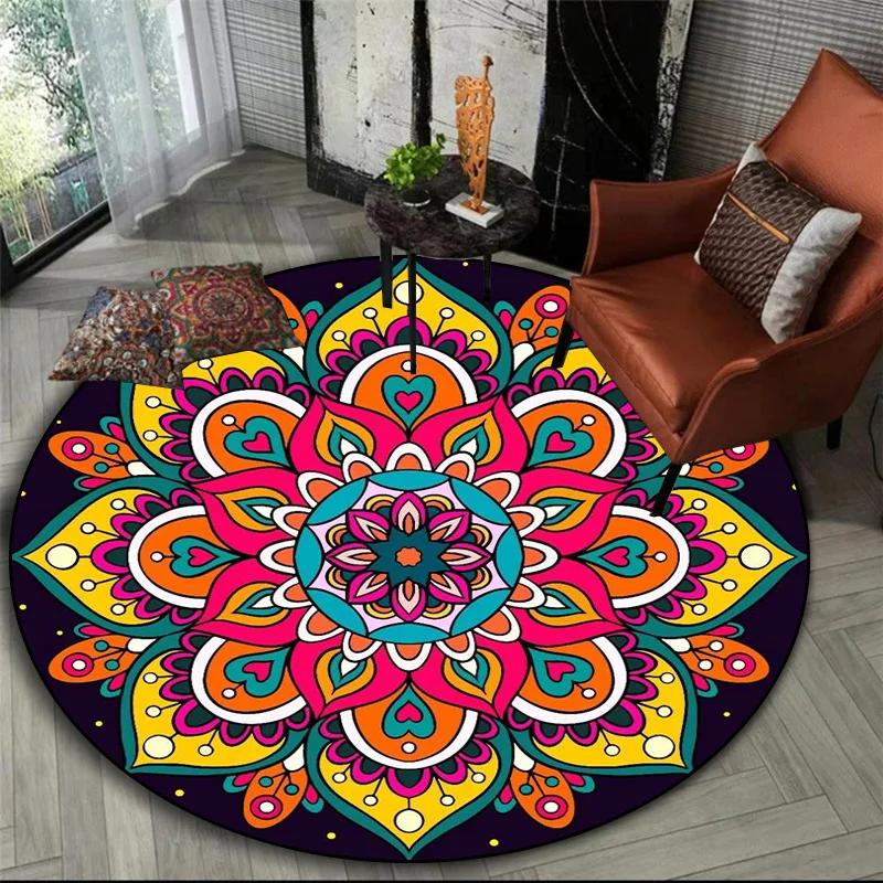Bohemian Mandala Round Bedroom Bedside Carpet Hanging Basket Computer Chair Floor Mat Meditation Yoga Mat decoracion