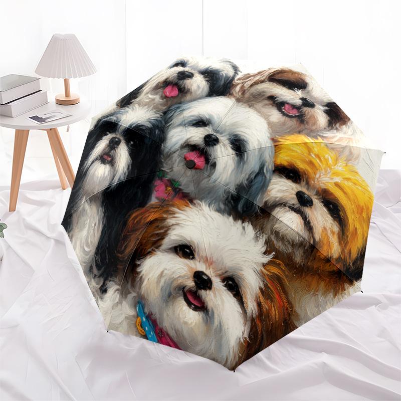 

A Group of Dogs pattern, automatic folding umbrella, portable and foldable design, 8 ribs, a Christmas or birthday gift.