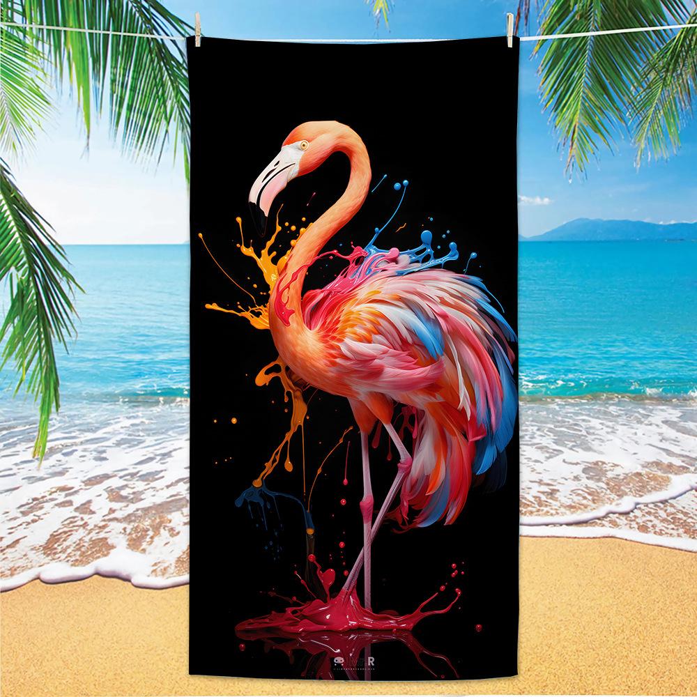 1pc Tropical Plant Flower Beach Towel, Quick Drying Absorbent Swimming Towel, Suitable for Sports, Camping, Yoga, Swimming
