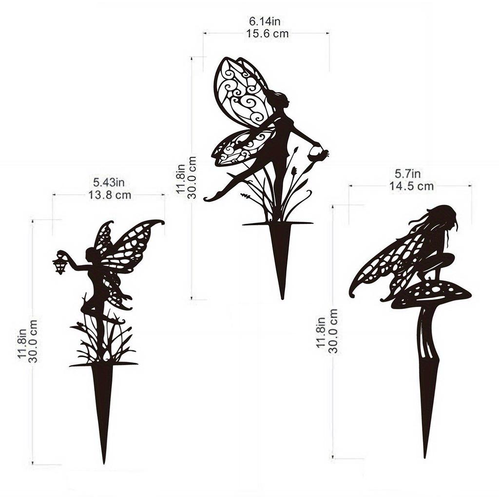 3PCS Decorative Garden Stakes Metal Yard Art Decoration Fairy Stakes for Patio Lawns Porch