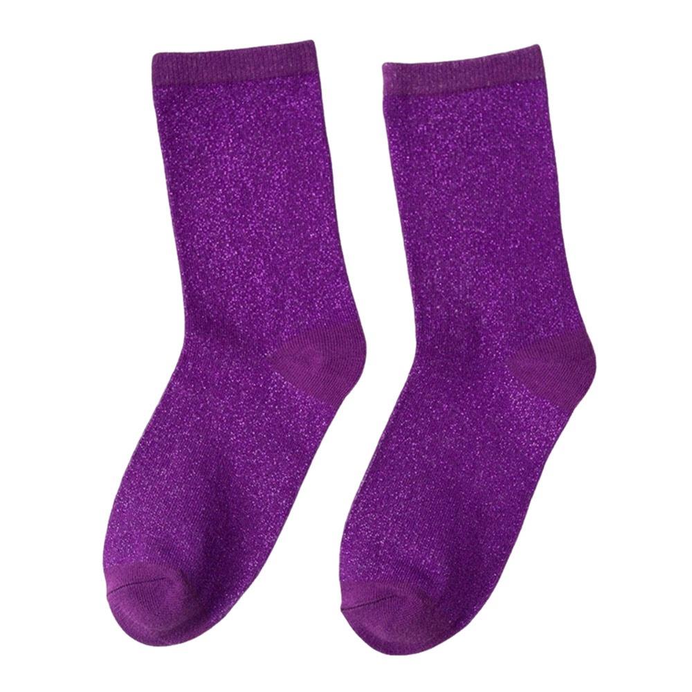 Hochwertige Metallic-Faden Damensocken Bunte Elastische Sportsocken Glänzende Atmungsaktive Crew-Socken Tägliches Tragen