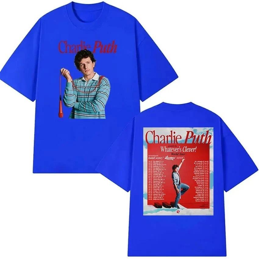 Charlie Puth Whatevers Clever 2026 World Tour Maglietta Stampata Unisex Moda Retro Cotone Puro Manica Corta Maglietta