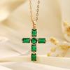 Collana Ciondolo Croce Multi Colore Zirconia Cubica Semplice Moda Collana Placcata Oro Croce di Cristallo