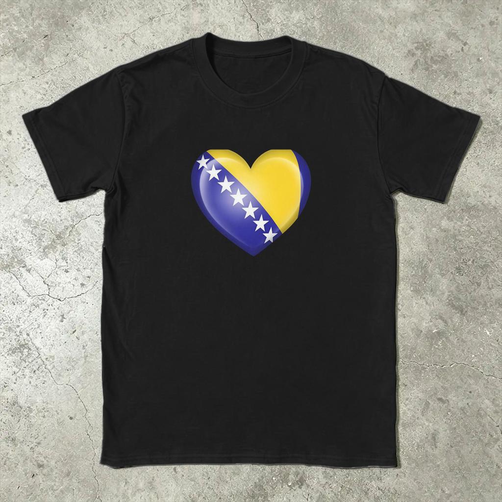 Vintage T Shirt Summer Bosnia And Herzegovina Flag Novelty Tshirts Cotton Tee Shirt For Unisex Y2k Classic Lshort Sleeve Top Tees