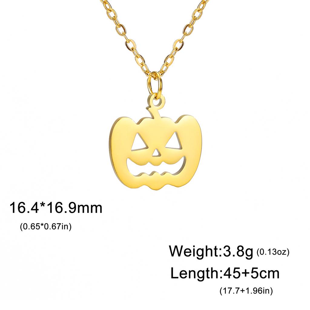Teamer Pumpkin Ghost Halloween Stainless Steel Pendant Necklace For Women Man Handmade Design Fashion Jewelry Gift 2026 New